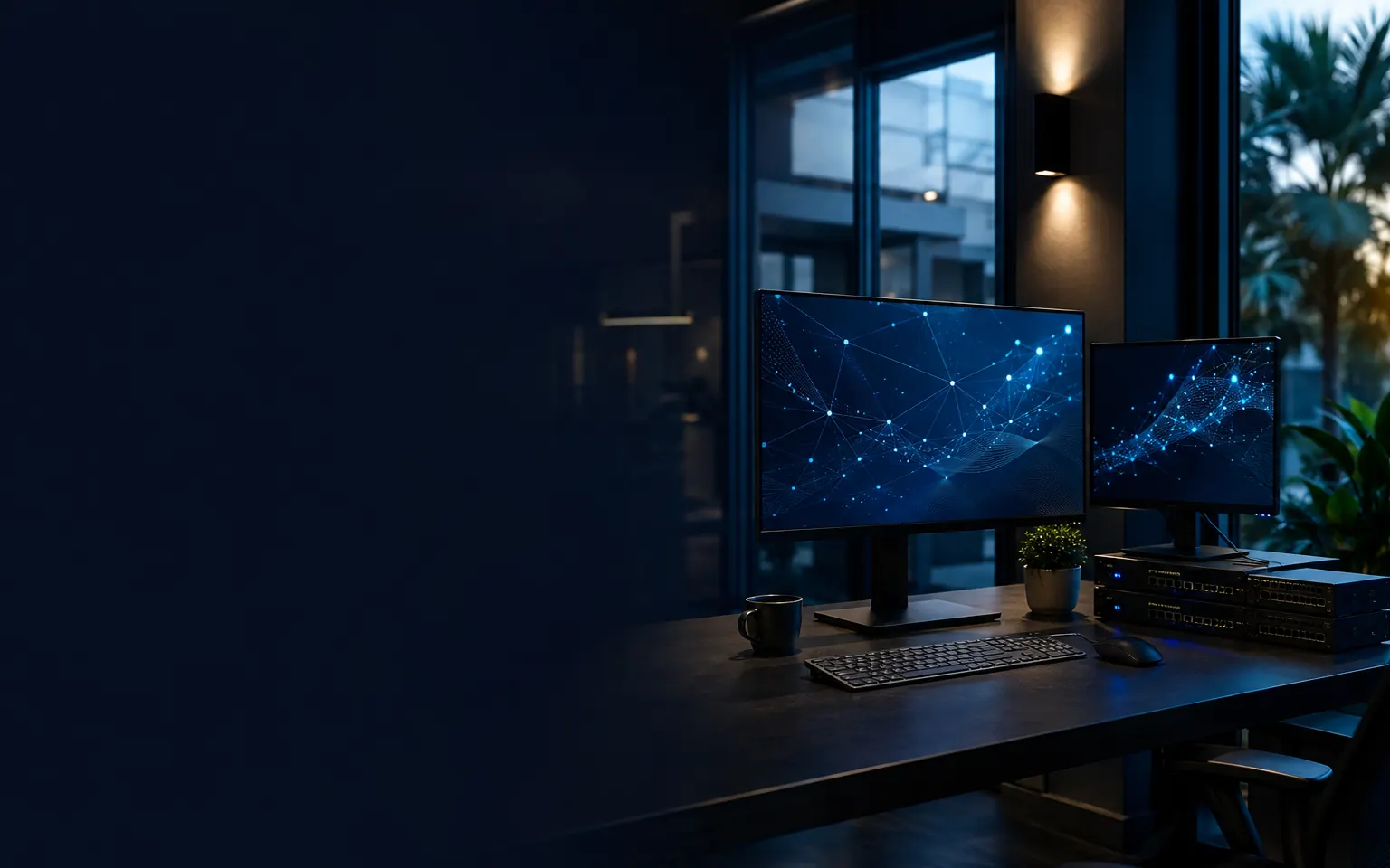 Modern business technology workspace
